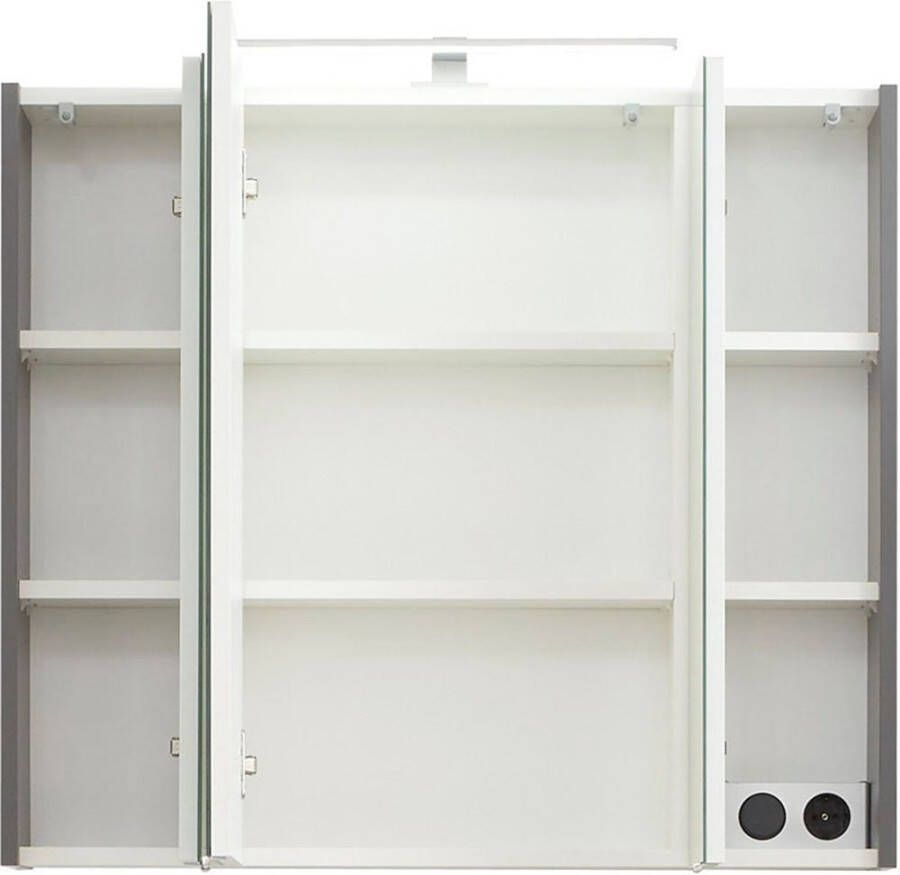 Saphir Badkamerserie Quickset 5-delig keramische opzetwastafel en LED-spiegelkast Halfhoge kast onderkast hangend kastje inclusief deurdemper 7 deuren (7-delig) - Foto 3