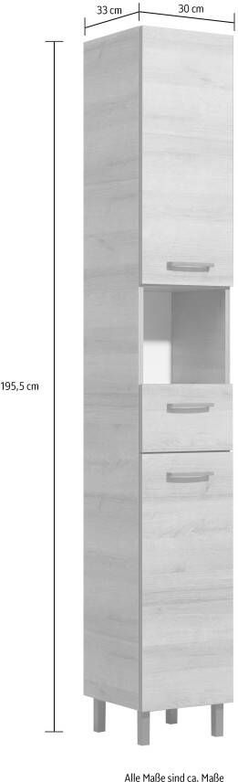 Saphir Badkamerserie Quickset 919 5-delig wastafelonderkast met led-spiegel Hoge kast onderkast hangend kastje inclusief deurdemper 6 deuren (5-delig) - Foto 12