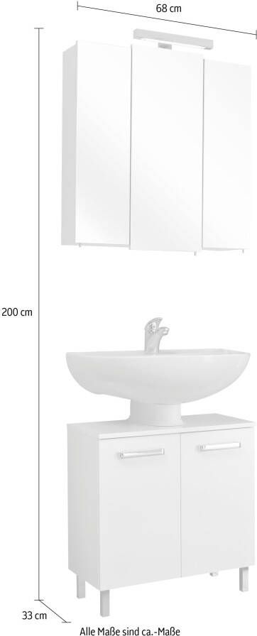Saphir Badkamerserie Quickset 2-teilig Waschbeckenunterschrank mit LED-Spiegelschrank (2-delig) - Foto 4