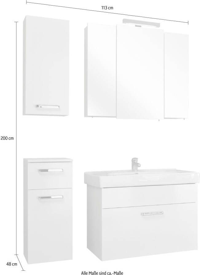 Saphir Badkamerserie Quickset 4-delig keramieken wastafelonderkast met led-spiegelkast (5-delig) - Foto 6