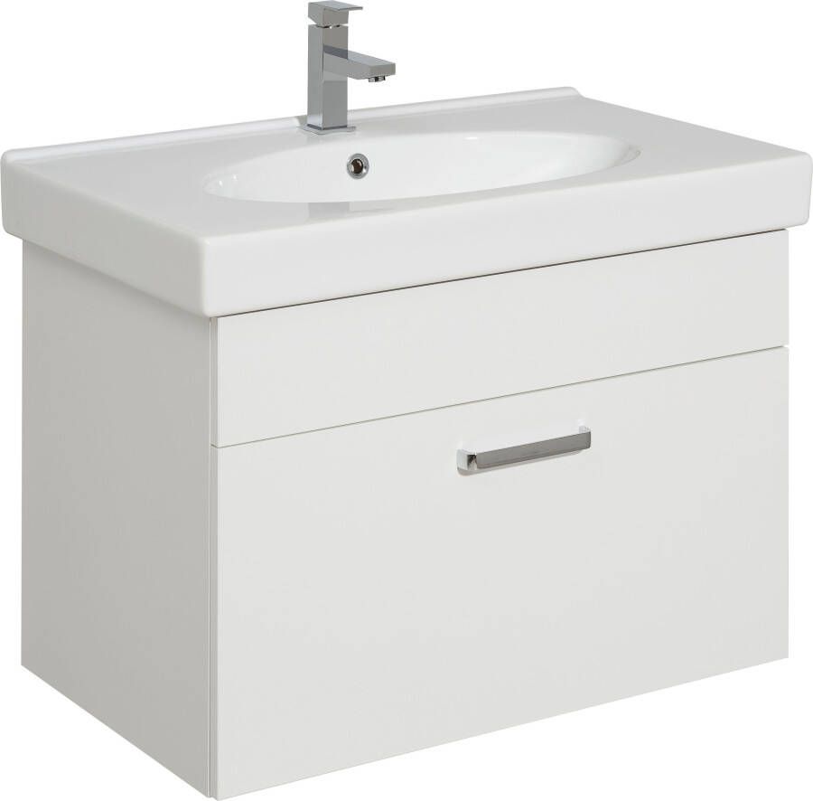 Saphir Badkamerserie Quickset 5-delig keramieken wastafelonderkast met led-spiegelkast (6-delig)