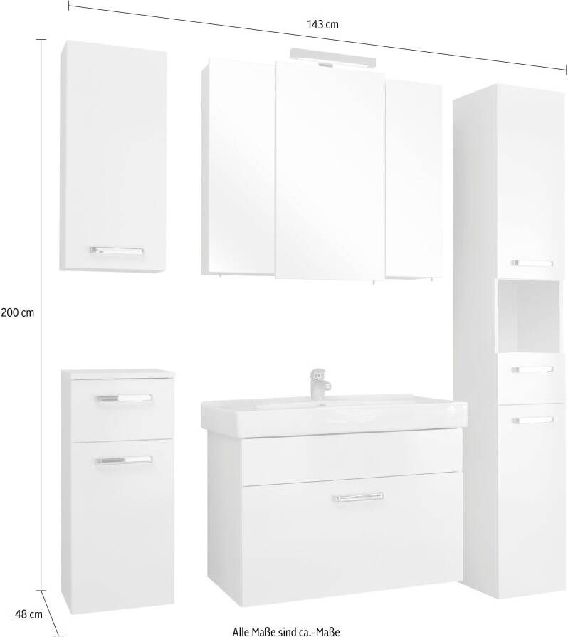 Saphir Badkamerserie Quickset 5-delig keramieken wastafelonderkast met led-spiegelkast (6-delig) - Foto 3