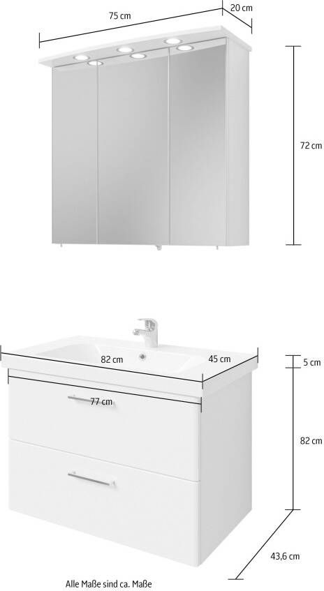 Saphir Badkamerserie Quickset 316 2-teilig Keramikwaschtisch mit LED-Spiegelschrank (2-delig) - Foto 10