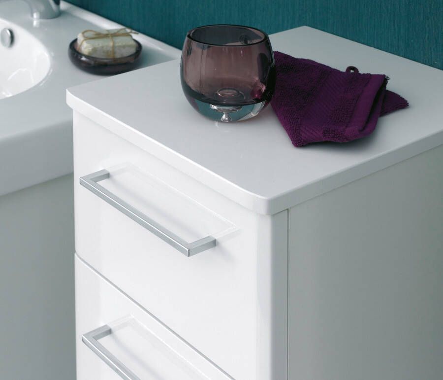 Saphir Badkamerserie Quickset 316 5-delig keramieken wastafel met led-spiegelkast Halfhoge kast onderkast hangend kastje 7 deuren inclusief deurdemper (6-delig) - Foto 7