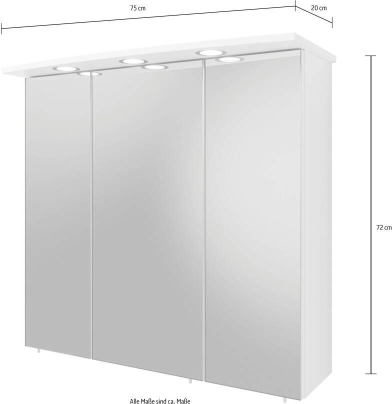 Saphir Badkamerserie Quickset 316 5-delig keramieken wastafel met led-spiegelkast Halfhoge kast onderkast hangend kastje 7 deuren inclusief deurdemper (6-delig) - Foto 8