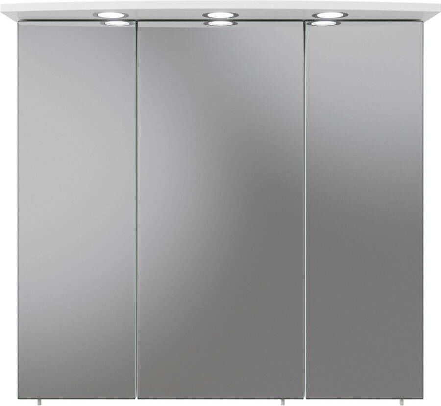 Saphir Badkamerserie Quickset 316 5-delig keramieken wastafel met led-spiegelkast Halfhoge kast onderkast hangend kastje 7 deuren inclusief deurdemper (6-delig) - Foto 5