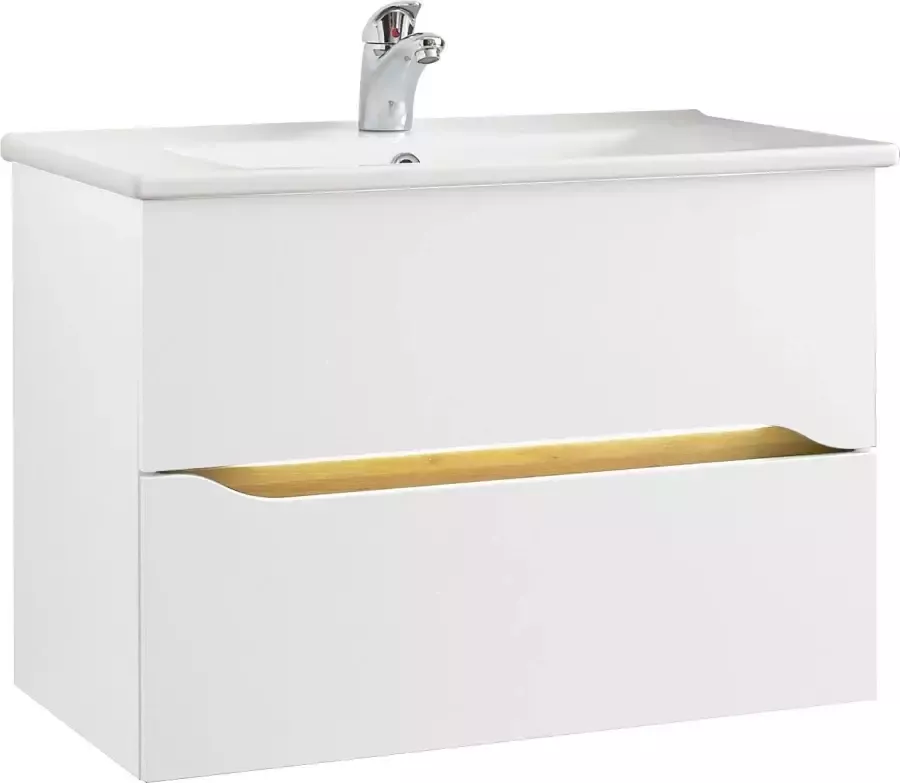 Saphir Badkamerserie Quickset 857 met halfhoge kast 2 deuren 1 nis 2 laden inclusief deurdemper (5-delig) - Foto 5