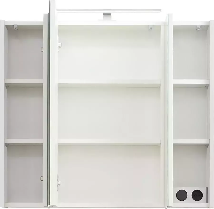 Saphir Badkamerserie Quickset 4-delig keramische wastafel en LED-spiegelkast Halfhoge kast onderkast inclusief deurdemper 6 deuren 2 laden (6-delig)