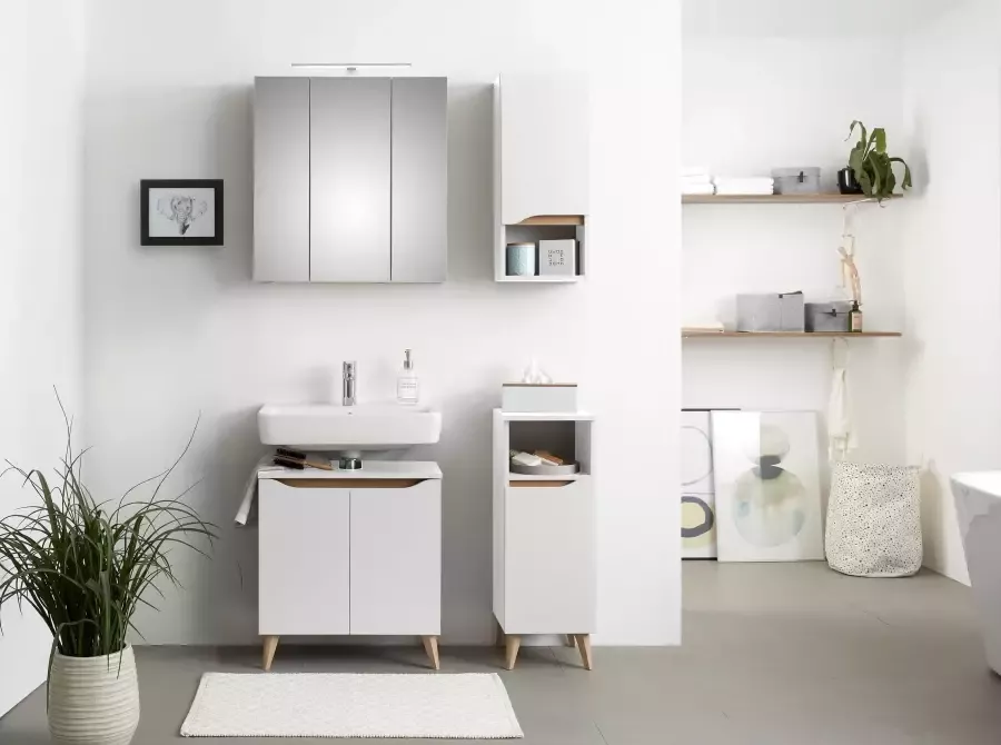 Saphir Badkamerserie Quickset 4-delig wastafelonderkast met led-spiegelkast Onderkast hangkast incl. deurdemper 7 deuren bad-set (8-delig) - Foto 4