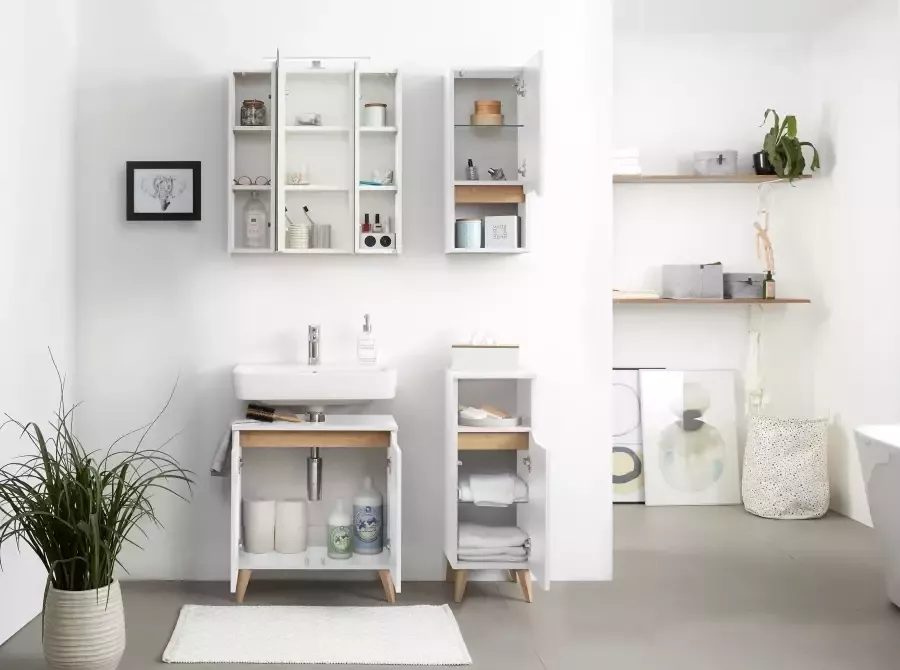 Saphir Badkamerserie Quickset 4-delig wastafelonderkast met led-spiegelkast Onderkast hangkast incl. deurdemper 7 deuren bad-set (8-delig) - Foto 5