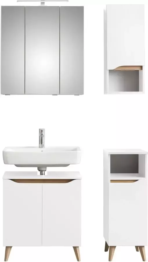 Saphir Badkamerserie Quickset 4-delig wastafelonderkast met led-spiegelkast Onderkast hangkast incl. deurdemper 7 deuren bad-set (8-delig) - Foto 11