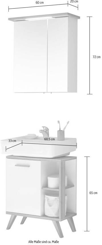 Saphir Badkamerserie Quickset 2-teilig Waschbeckenunterschrank mit LED-Spiegelschrank (2-delig) - Foto 9