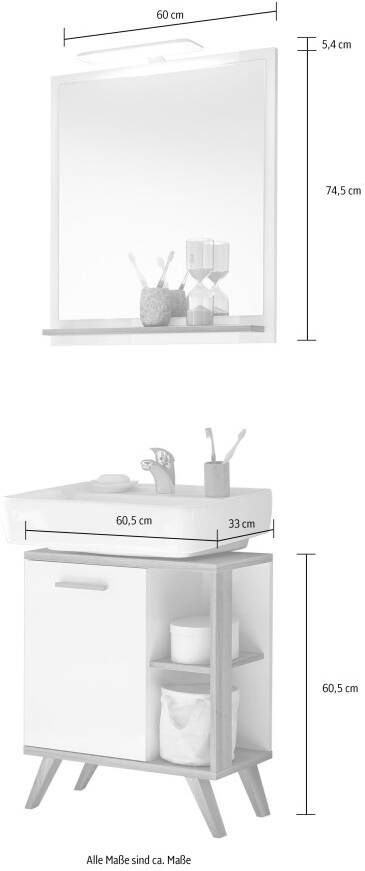 Saphir Badkamerserie Quickset 2-teilig Waschbeckenunterschrank mit LED-Spiegel (3-delig) - Foto 9
