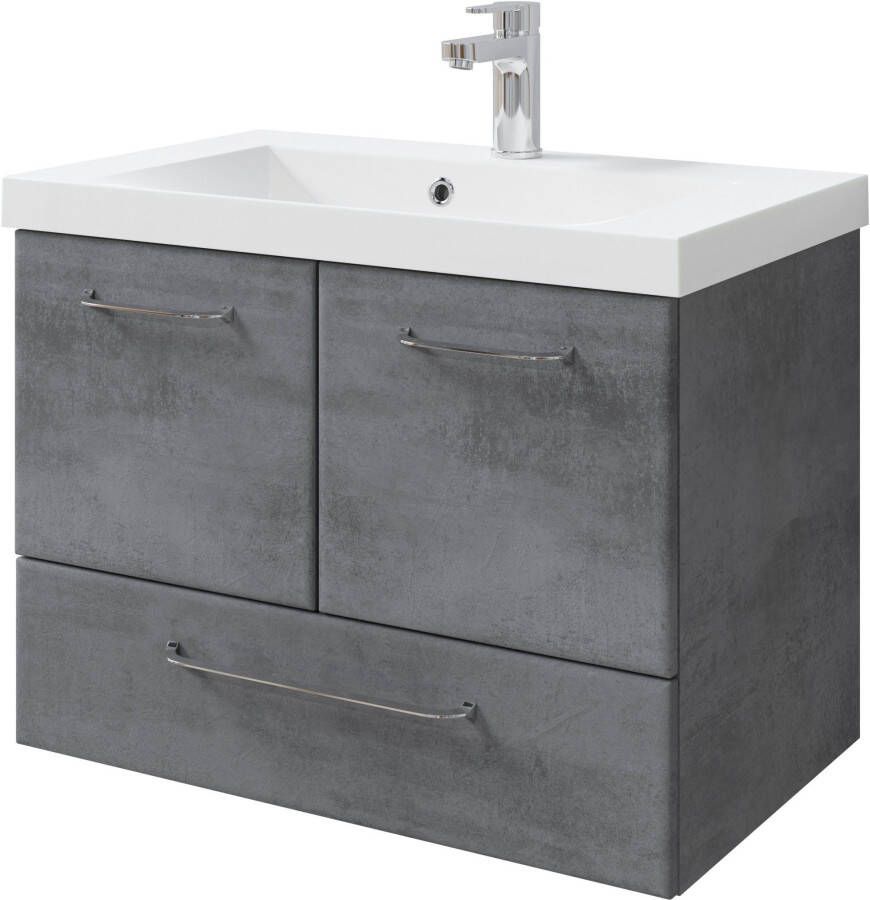 Saphir Badkamerserie Quickset 945 mineraalmarmeren wastafel met onderkast 74 cm breed Wastafelmeubel 2 deuren 1 lade inclusief deurdemper wastafelonderkast set (1 stuk) - Foto 2