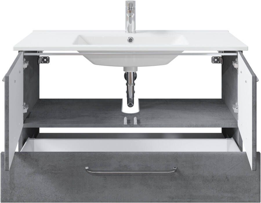 Saphir Badkamerserie Quickset 945 keramieken wastafelonderkast met onderkast 100 cm breed (1 stuk)