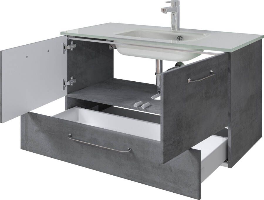 Saphir Badkamerserie Quickset 945 glazen wastafelonderkast met onderkast 99 cm breed wastafelmeubel (1 stuk) - Foto 3