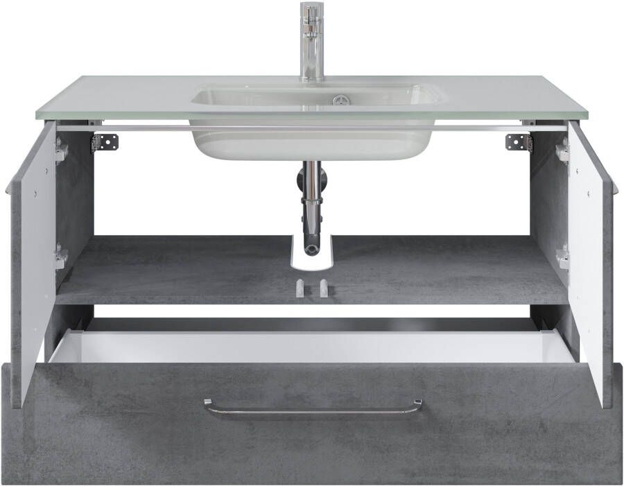 Saphir Badkamerserie Quickset 945 glazen wastafelonderkast met onderkast 99 cm breed wastafelmeubel (1 stuk) - Foto 2