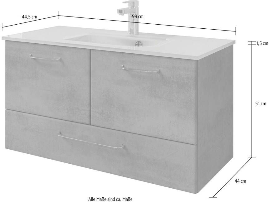 Saphir Badkamerserie Quickset 945 glazen wastafelonderkast met onderkast 99 cm breed wastafelmeubel (1 stuk) - Foto 5