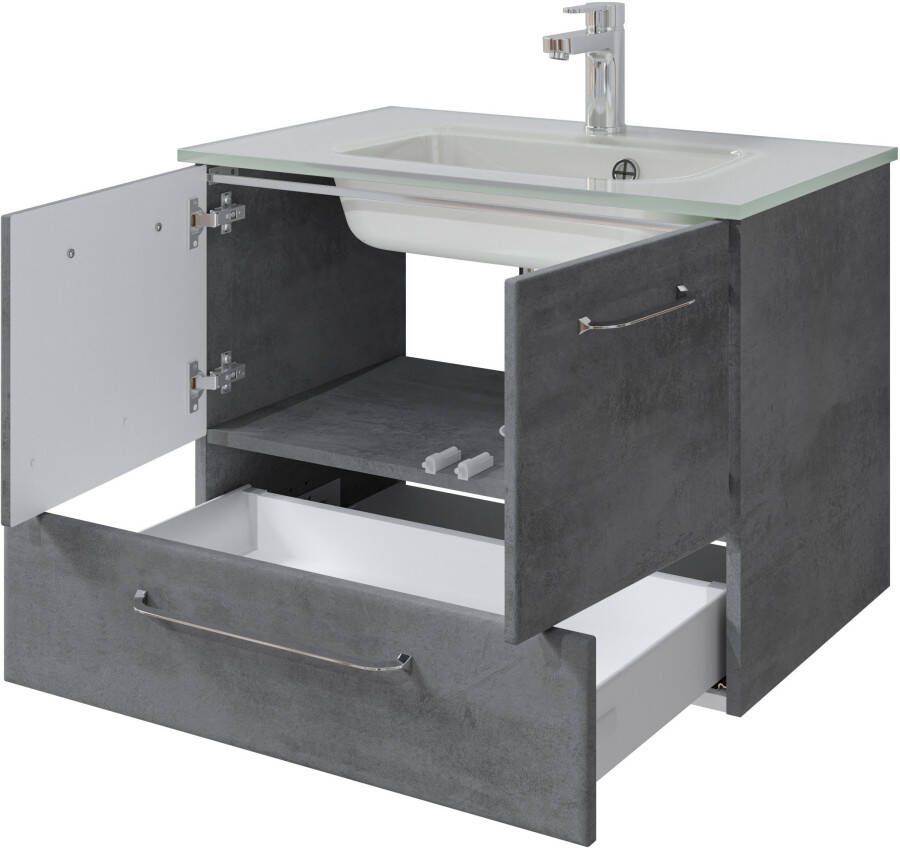 Saphir Badkamerserie Quickset 945 glazen wastafelonderkast met onderkast 74 cm breed wastafelmeubel (1 stuk) - Foto 3