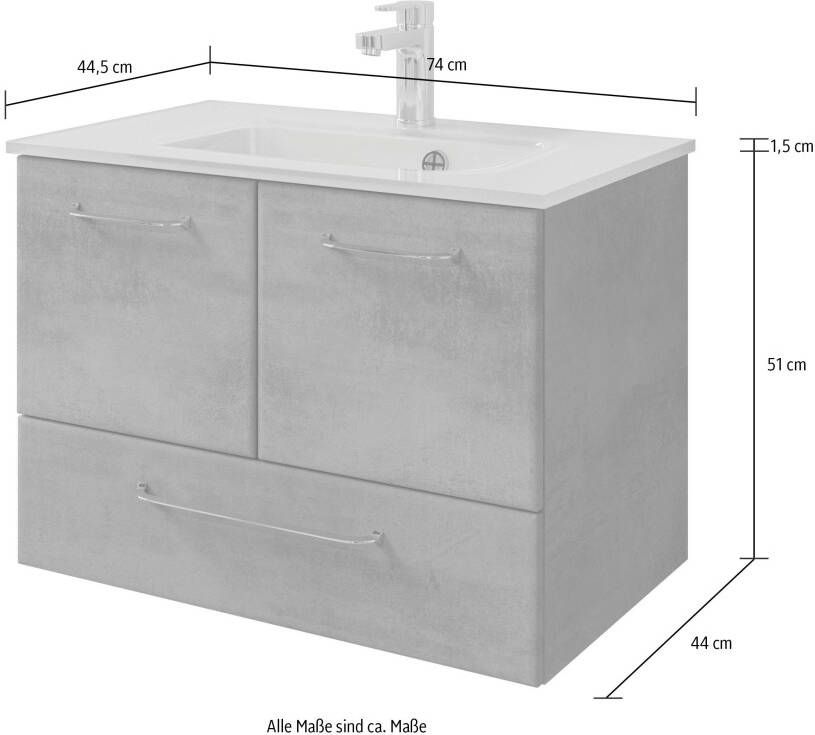 Saphir Badkamerserie Quickset 945 glazen wastafelonderkast met onderkast 74 cm breed wastafelmeubel (1 stuk) - Foto 4