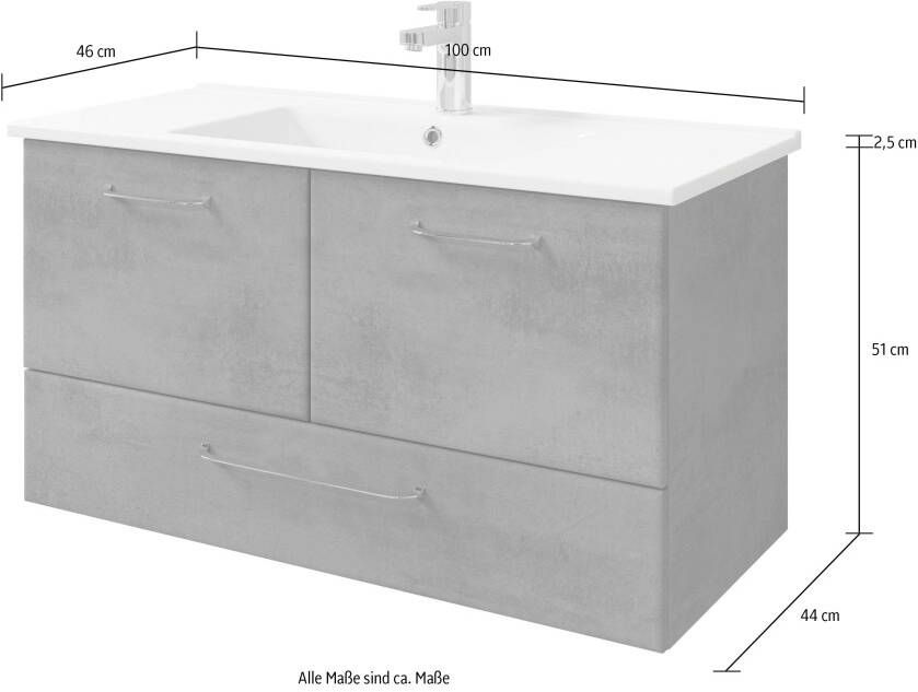 Saphir Badkamerserie Quickset 945 3-teilig Keramik-Waschtisch mit LED-Spiegelschrank (4-delig) - Foto 12