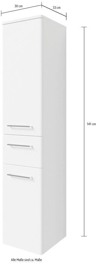 Saphir Halfhoge kast Quickset 316 Badkamermeubel 30 cm breed 2 deuren 1 lade Badkamer-halfhoge kast inclusief deurdemper grepen in glanzend chroom - Foto 3