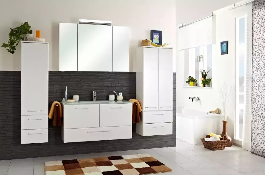 Saphir Halfhoge kast Quickset badkamermeubel 35 cm breed 1 deur 2 laden 2 planken Badkamer-halfhoge kast inclusief deurdemper grepen in glanzend chroom - Foto 2