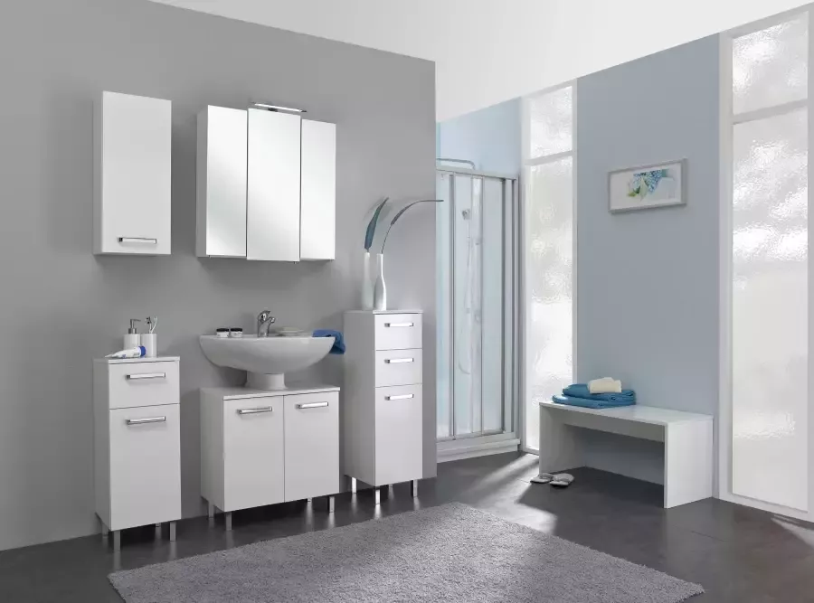 Saphir Hangend kastje Quickset wand-badkast 25 cm breed met 1 deur en 2 legplanken Badkamer-hangend kastje inclusief deurdemper grepen in glanzend chroom - Foto 2