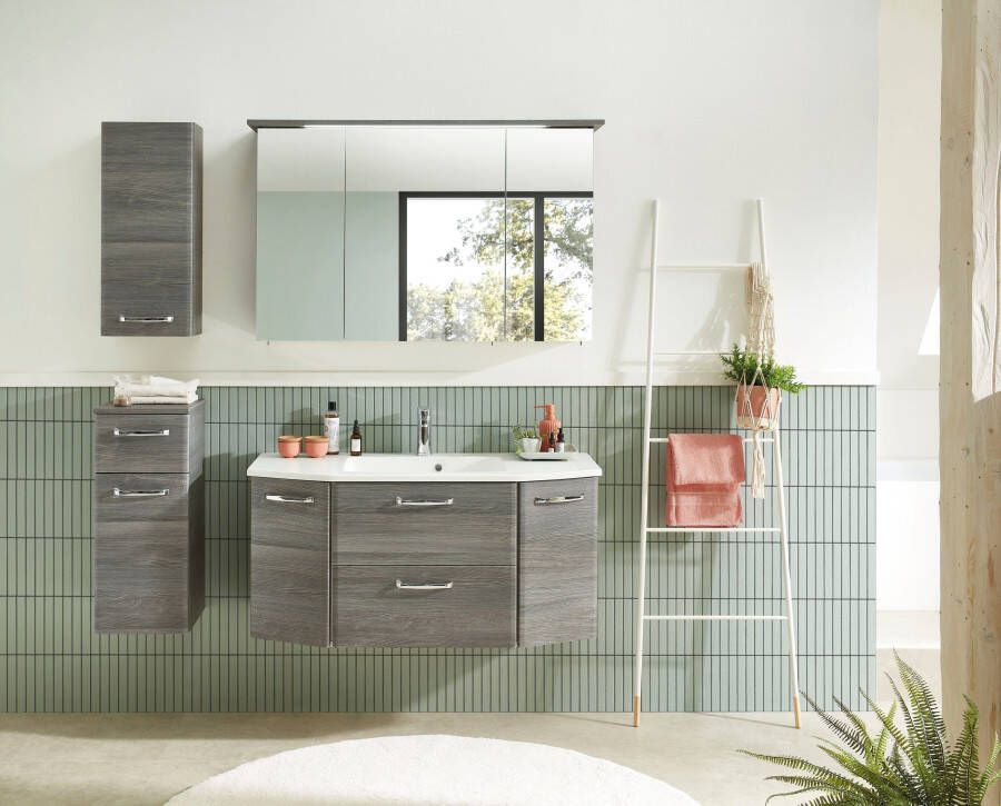 Saphir Hangend kastje Quickset wand-badkast 30 cm breed met 1 deur en 2 glazen legplanken Badkamer-hangend kastje inclusief deurdemper grepen in glanzend chroom - Foto 5