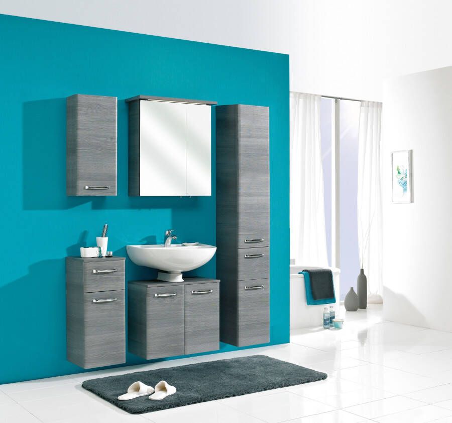 Saphir Hangend kastje Quickset wand-badkast 30 cm breed met 1 deur en 2 glazen legplanken Badkamer-hangend kastje inclusief deurdemper grepen in glanzend chroom - Foto 2