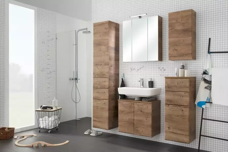 Saphir Hangend kastje Quickset wand-badkast 35 cm breed met 1 deur 2 legplanken Badkamer-hangend kastje inclusief deurdemper grepen in glanzend chroom - Foto 2