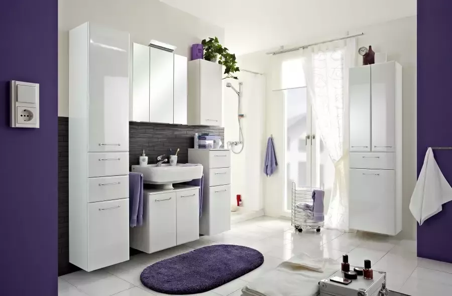 Saphir Hangend kastje Quickset wand-badkast 35 cm breed met 1 deur 2 legplanken Badkamer-hangend kastje inclusief deurdemper grepen in glanzend chroom - Foto 3