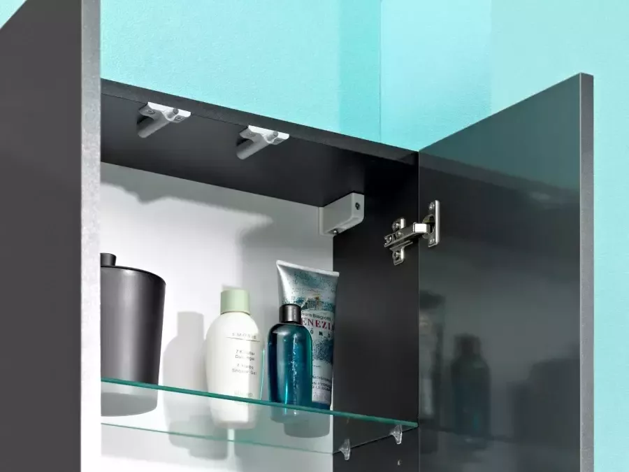 Saphir Hoge kast Quickset badkamermeubel 50 cm breed 4 deuren 2 nissen 1 lade Hoge badkamerkast inclusief deurdemper grepen in glanzend chroom - Foto 2