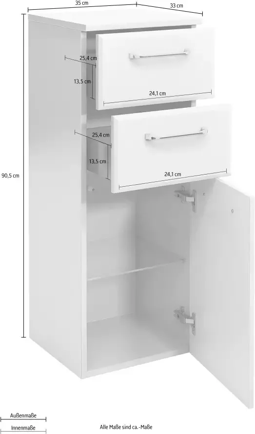 Saphir Onderkast Quickset Breedte 35 cm hoogte 90 5 cm glasplateau deurdemper - Foto 5