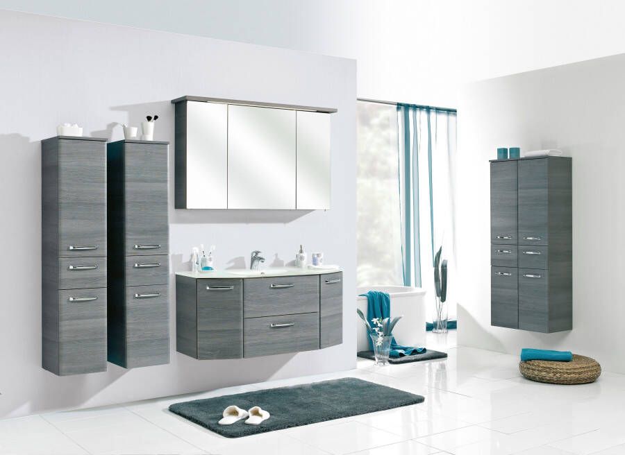 Saphir Spiegelkast Quickset 328 Badkamerspiegelkast incl. LED-verlichting 620LM 115 cm breed grafiet structuur in de breedte imitatie inclusief deurdemper - Foto 9