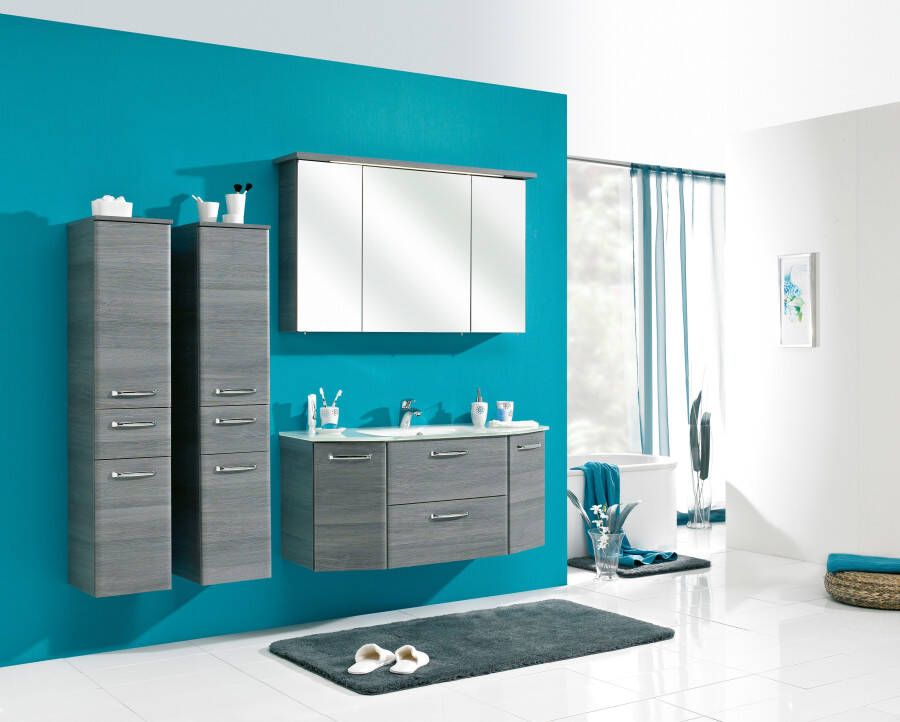 Saphir Spiegelkast Quickset 328 Badkamerspiegelkast incl. LED-verlichting 620LM 115 cm breed grafiet structuur in de breedte imitatie inclusief deurdemper - Foto 7