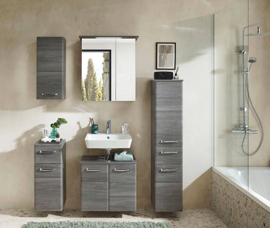 Saphir Spiegelkast Quickset 328 Badkamerspiegelkast incl. LED-verlichting 450LM 60 cm breed grafietstructuur dwars imitatie incl. deurdemper - Foto 5