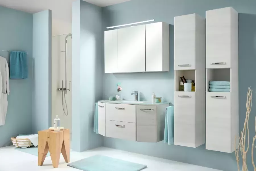 Saphir Spiegelkast Quickset badkamerspiegelkast incl. LED bovenverlichting 110 cm breed incl. deurdempers 3 spiegeldeuren met stopcontact - Foto 8