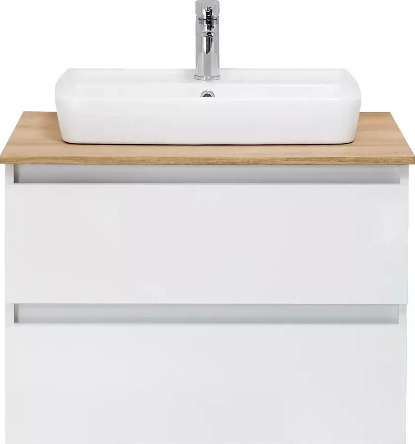 Saphir Wastafelonderkast Quickset wastafel met keramische opzetwasbak wandbevestiging - Foto 2