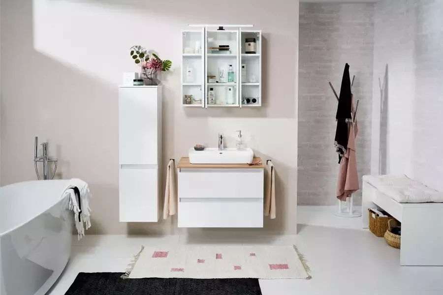 Saphir Wastafelonderkast Quickset wastafel met keramische opzetwasbak wandbevestiging - Foto 3