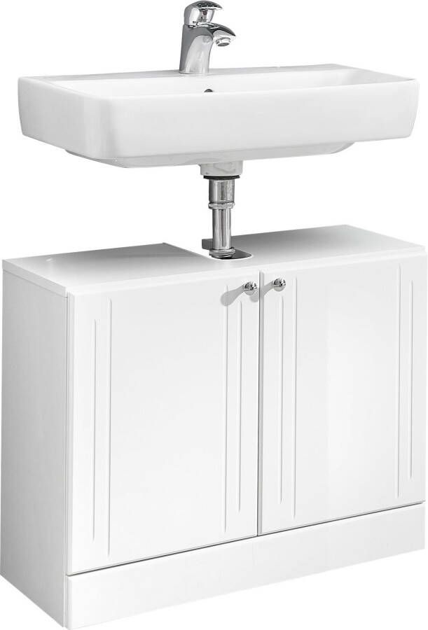 Saphir Wastafelonderkast Quickset 955 Onderkast wit hoogglans 2 deuren Wastafelonderkast inclusief deurdemper 65 cm breed zonder wasbak - Foto 3