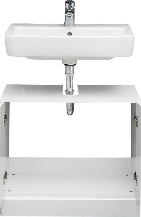 Saphir Wastafelonderkast Quickset 955 Onderkast wit hoogglans 2 deuren Wastafelonderkast inclusief deurdemper 65 cm breed zonder wasbak - Foto 4