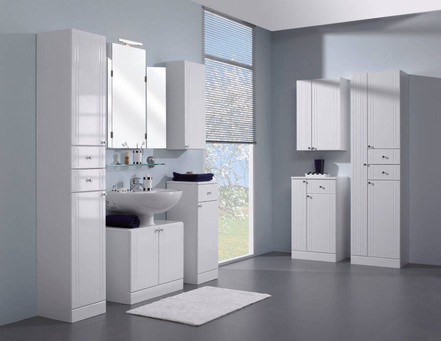 Saphir Wastafelonderkast Quickset 955 Onderkast wit hoogglans 2 deuren Wastafelonderkast inclusief deurdemper 65 cm breed zonder wasbak