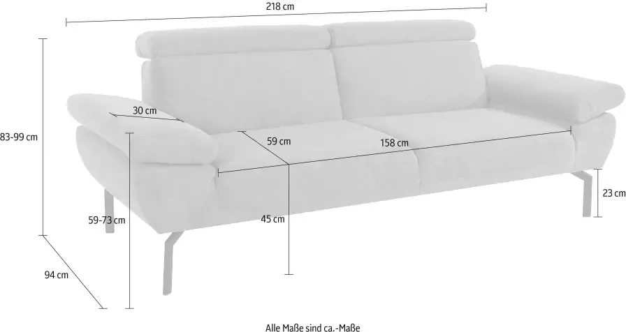 Places of Style 2 5-zitsbank Trapino Luxus naar keuze met verstelbare rugleuning luxe-microvezel in leer-look - Foto 5