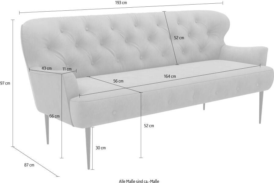 Places of Style 3-zitsbank Amber met capitonnage in verschillende stofsoorten - Foto 3