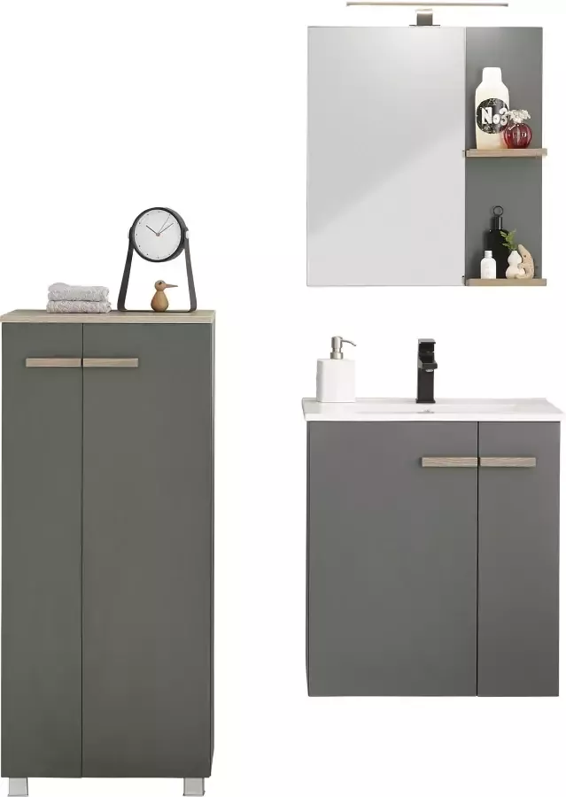 Places of Style Badkamerserie Solid Totale breedte 130 cm wastafelonderkast met inbouw-wasbak halfhoge kast (3-delig) - Foto 3