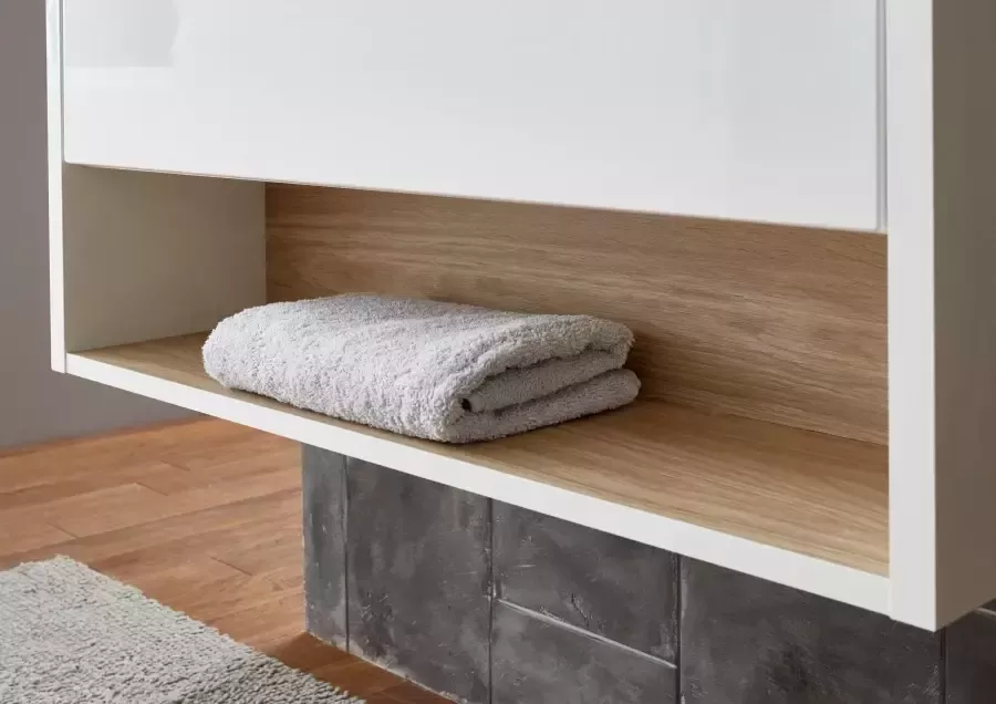 Places of Style Badkamerserie Studio Line bad in modern ontwerp 3-delig badkamer Kast wastafel en spiegel in twee kleuren beschikbaar opbergruimte (3-delig) - Foto 11