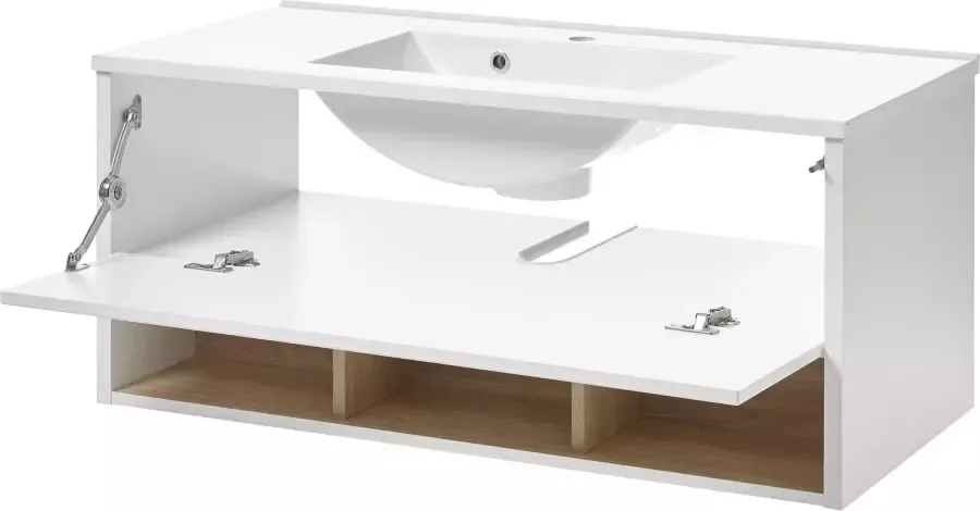 Places of Style Badkamerserie Studio Line bad in modern ontwerp 3-delig badkamer Kast wastafel en spiegel in twee kleuren beschikbaar opbergruimte (3-delig) - Foto 13