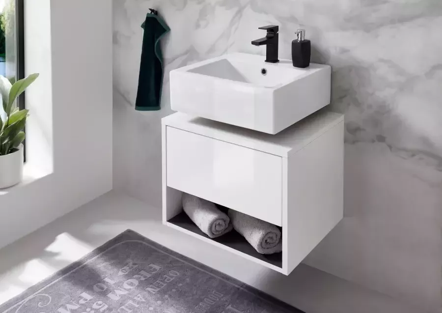 Places of Style Badkamerserie Studio Line bad in modern ontwerp 3-delig badkamer Kast onderkast en spiegel in twee kleuren beschikbaar opbergruimte (3-delig) - Foto 9