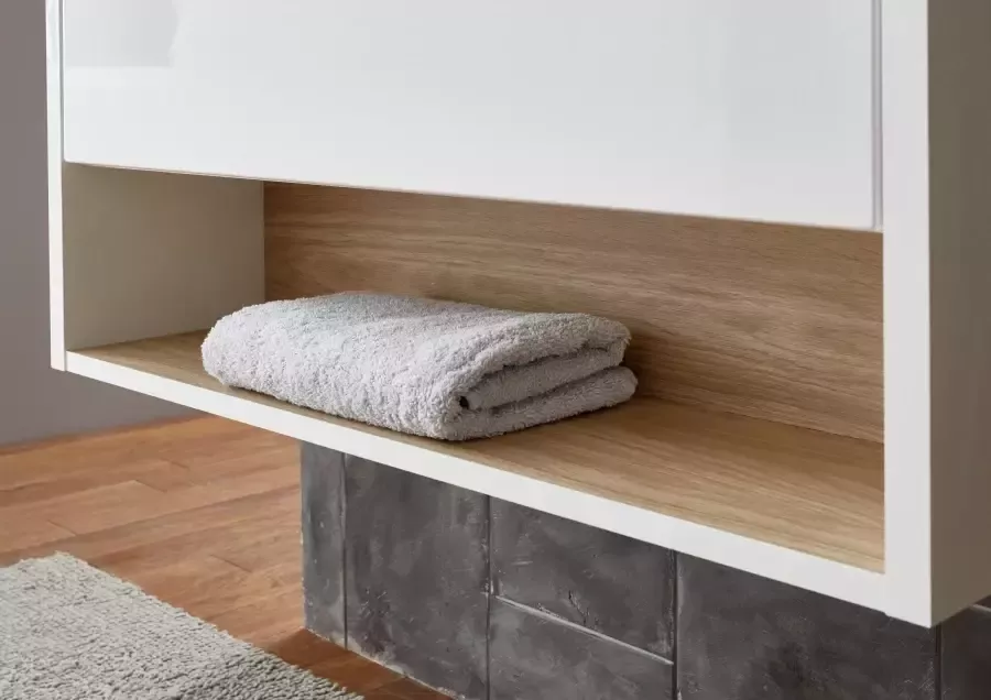 Places of Style Badkamerserie Studio Line bad in modern ontwerp 3-delig badkamer Kast wastafel en spiegel in twee kleuren beschikbaar opbergruimte (3-delig) - Foto 9